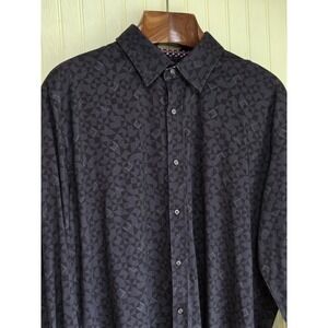 Buttercloth Shirt‎ Mens XL Gray Geometric Long Sleeve Button Front Casual